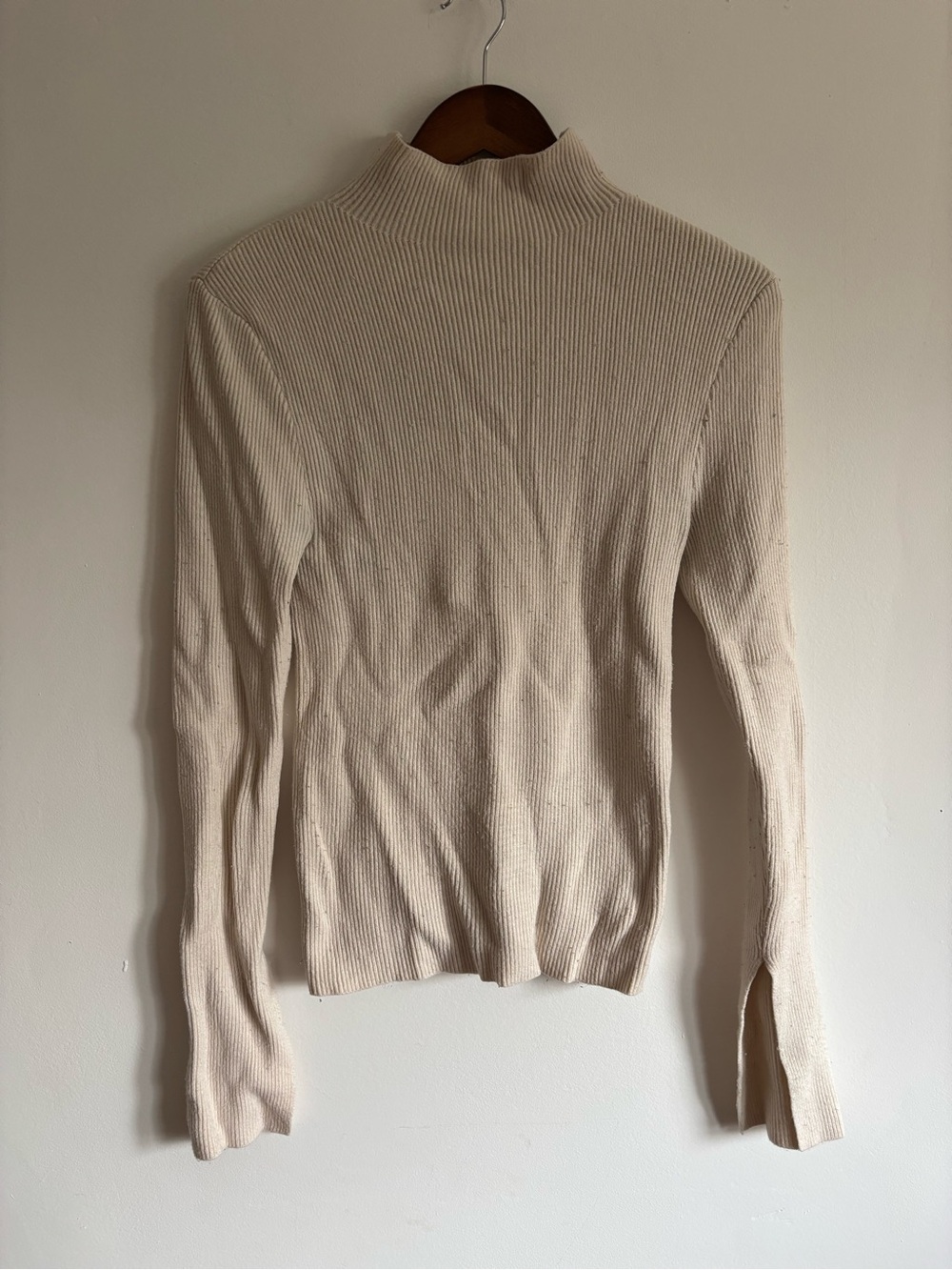 Crescent Cream Ribbed Mock Neck Sweater